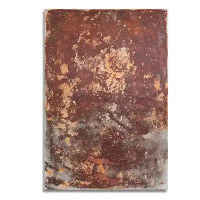 Kunstwerk auf Leinwand, das eine wilde abstrakte braungoldene Oberfläche hat.