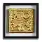Motiv mit Schriftzug Köln als Applikation unter Blattgold (Imitat), auf 18 x 18 cm großer Leinwand, in einem schwarzen Rahmen.